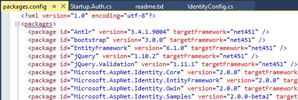 Packages Configuration File